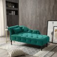 thumbnail image 1 of Holaki 60.6" Velvet Chaise Lounge Buttons Tufted Nailhead Trimmed Solid Wood Legs with 1 Pillow,Green, 1 of 7