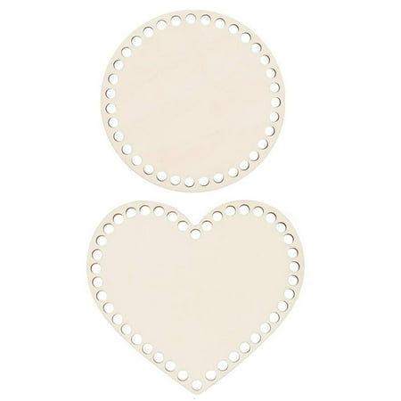 

2pcs Crochet Basket Bottoms Circle and Heart Natural Wooden Basket Bottom