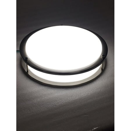 

Cool White LED Flush Mount Fixture Ceiling Light Brushed Nickel 12 (75W Equivalent) 6000K ETL Dimmable