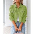 thumbnail image 2 of Women's Basic Button Down Stretch Fitted Long Sleeves Denim Jean Jacket, 2 of 3