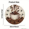 thumbnail image 2 of ZXCXRQFa Vintage Style Coffee Clock Home Decor Round Wood 10 Inch Wall Clocks Non Ticking Silent Clock Art for Living Room Kitchen Bedroom Decorative, 2 of 7