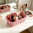 thumbnail image 6 of Plastic Woven Storage Baskets, Small Pantry Baskets for Organizing, Imitation Rattan Woven Basket Organizer Basket Bins for Shelves, Organizer and Storage for Bathroom, Bedrooms, Kitchens, Pink, 6 of 6