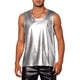 thumbnail image 1 of Camiseta sin mangas metálica Inspire Chic para hombre, cuello redondo, brillante, fiesta disco, 2XL, plateada, 1 of 6