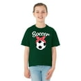 thumbnail image 2 of Wild Bobby, Cute Soccer Ribbon Soccer Ball Gift Sports Girls Graphic Youth T-Shirt, Forest Green, Medium, 2 of 3