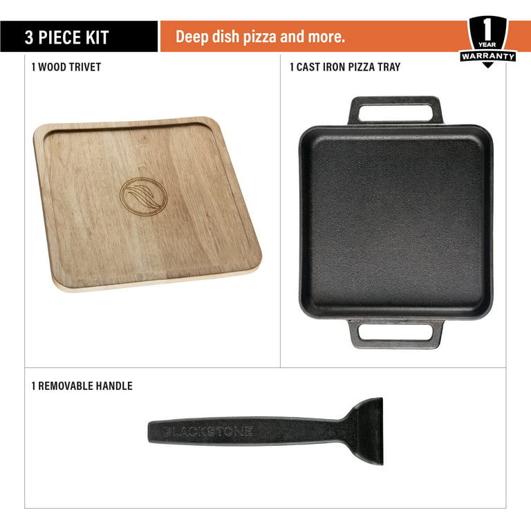 Blackstone Cast Iron Deep Dish Pizza Kit with Removable Handle & Wood Trivet - 1 Each
