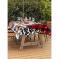 thumbnail image 2 of Outdoor Tablecloth with Umbrella Hole and Zipper, Christmas Rectangle Table Cloth 60x120 Inch Waterproof Tablecloth, Snowman Pine Tree Winter Snowy Red Black Plaid Picnic Table Cover for Patio, 2 of 7