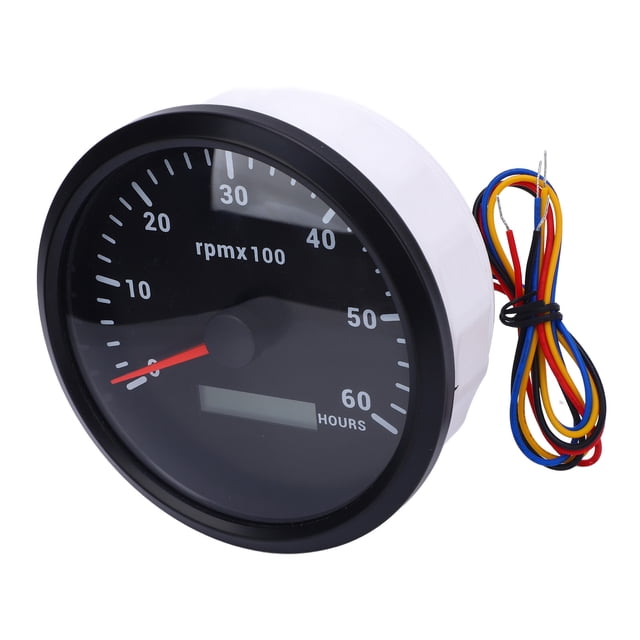 Boat Tachometer, 110mm 6000RPM Gauge with Hour Meter 7 Color Backlight, Compatible with Truck Tractor Trailer Car RV, DC 9-32V