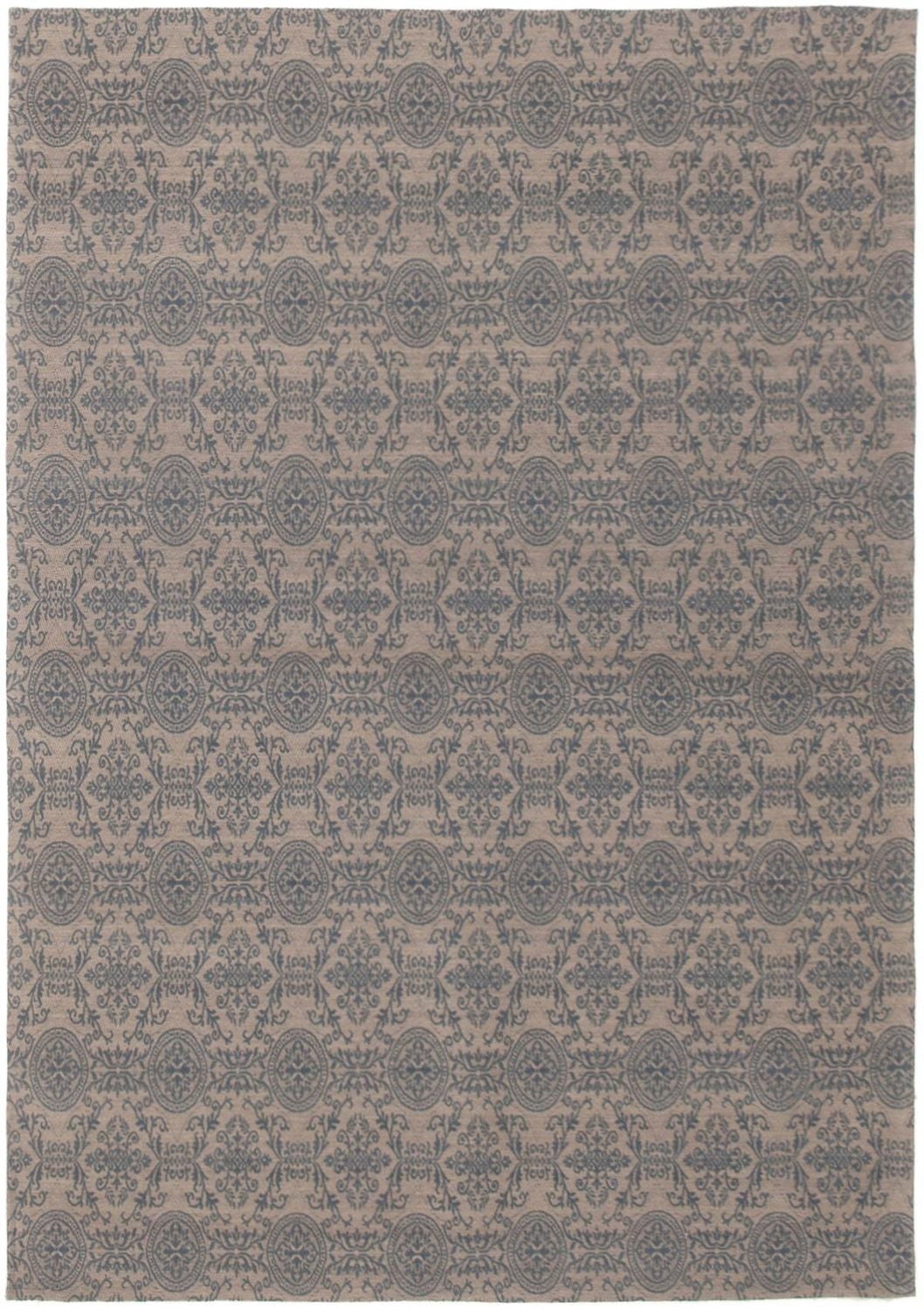ECARPETGALLERY 4'9" x 6'9" Contemporary Collage Handmade Area Rug for Living Room, Dining Room and Bedroom in Blue