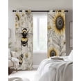 thumbnail image 4 of Sunflowers Bees Blackout Curtains for Bedroom Living Room Darkening Curtains 90 Inch Summer Vintage Flowers Leaf Plant Black Out Window Curtain Privacy Window Treatment Grommet Drapes 52"x90"x2, 4 of 9