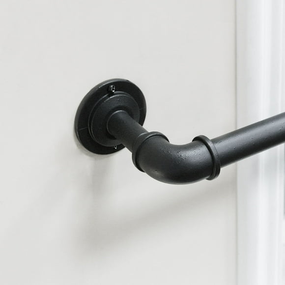 Better Homes & Gardens 1” Wrought Iron Industrial Pipe Adjustable Curtain Rod, 42”-120”