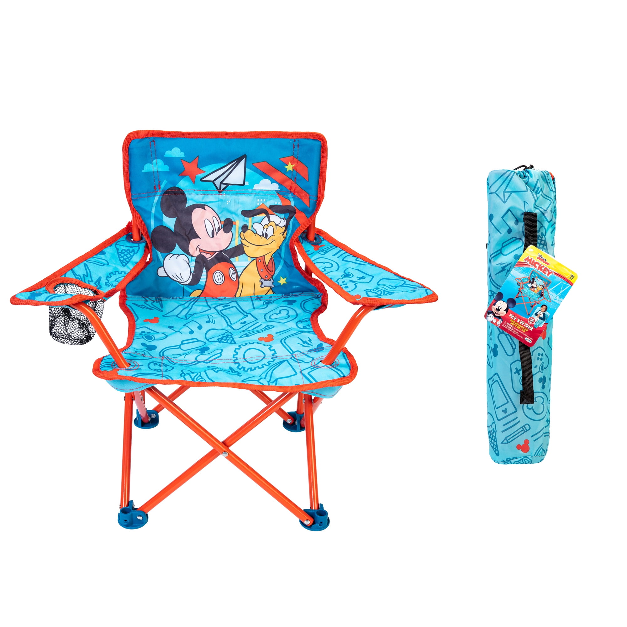 Mickey Mouse Kids Portable Fold N Go Chair with Carry Bag, Ideal