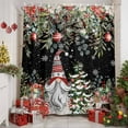 thumbnail image 2 of Pine Tree Dwarf Xmas Ball Gift Shower Curtain for Bathroom, Eucalyptus Poinsettia on Black Waterproof Shower Curtains Washable Quick Dry with Hooks Bathtub Curtains 36x72IN, 2 of 9