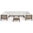 thumbnail image 2 of GDF Studio Emma Outdoor 9 Seater Acacia Wood Sectional Sofa Set, Gray and White, 2 of 12