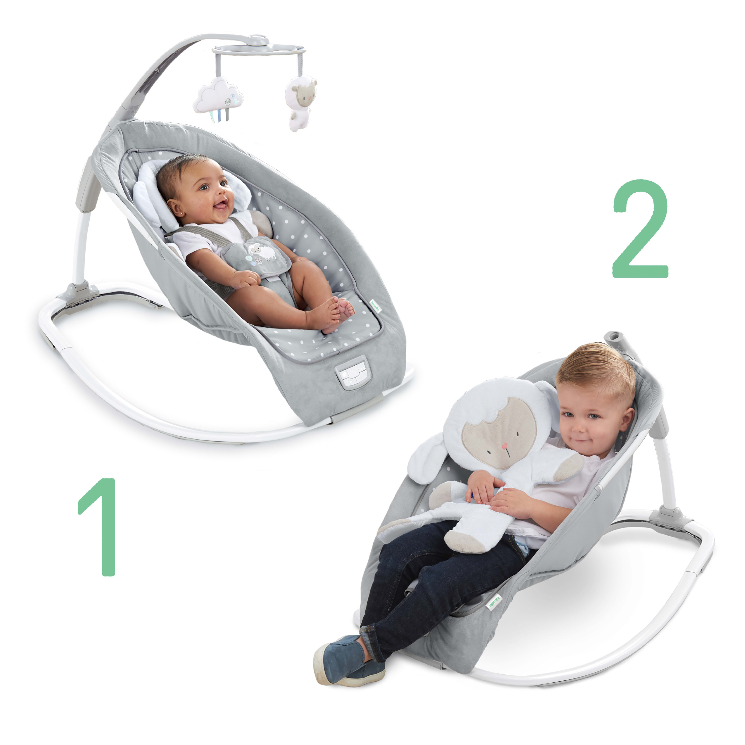 Ingenuity Infant To Toddler Rocker Foldable Baby Bouncer Seat 
