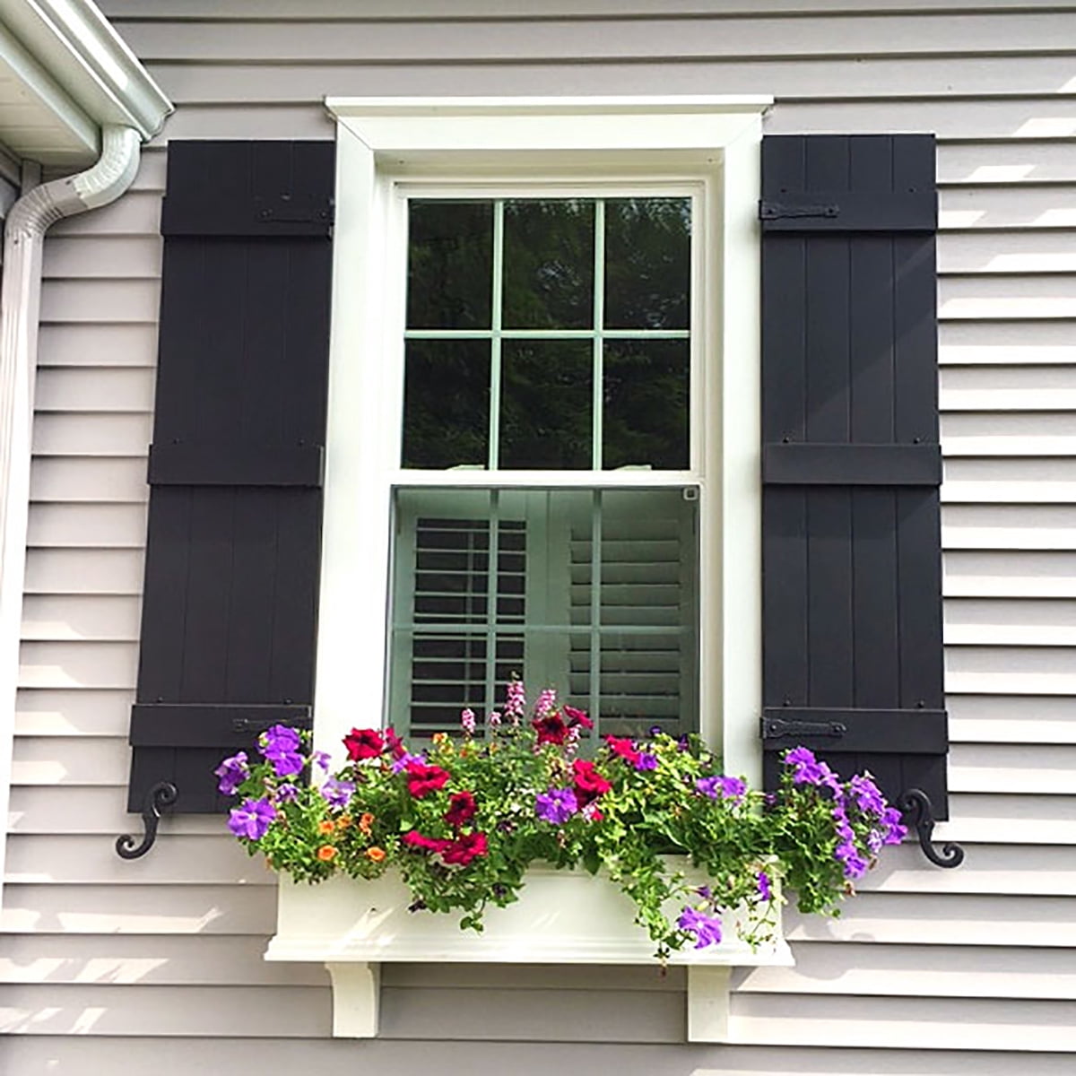 14"W x 53"H Lifetime Vinyl, TailorMade Four Board Joined (2 Batten), Board-n-Batten Shutters, w/Shutter-Loks (Per Pair), Bordeaux