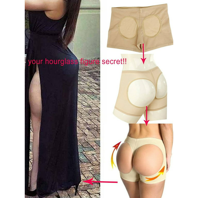 Women's Butt Lifter Underwear Boyshorts Panties Body Shaper Buttocks Rich  Shapewear Booster Booty Shorts, Beige, XL 