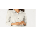 thumbnail image 2 of Karen Scott Women's Solid & Printed Collared Top White Size Petite, 2 of 3
