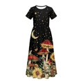 thumbnail image 5 of Uourmeti Mushroom Frog Moon Night Print Dress for Girls Short Sleeve Loose Casual Holiday Dresses Elegant Maxi Floor Length A-Line Dress, Size 11-12 Years, 5 of 7