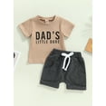 thumbnail image 2 of Genuiskids Toddler Boys Summer Outfits 3M 6M 12M 18M 2T 3T Infant Clothes Short Sleeve T-shirt Tops Drawstring Shorts Kids Casual Father's Day Outfits, 2 of 9