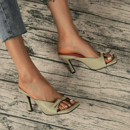 

YOTAMI Women s Sandals Fashion 2022 Women s New Summer Fashion High Heels Stilettos Sandals And Slippers Green