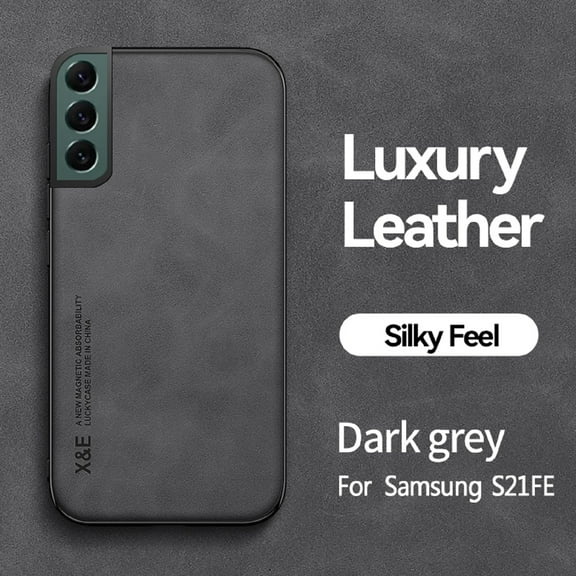 PU Leather Case for Samsung Galaxy S21 FE, Magnetic Attraction Inside Shockproof Silky Feel Protective Cover for Samsung Galaxy S21 FE (6.4 Inch),Darkgray