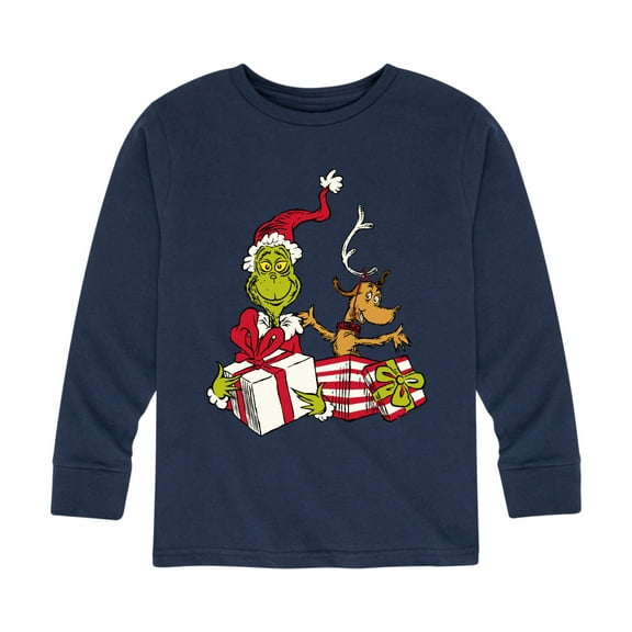 Dr. Seuss The Grinch - Christmas - Happy Grinch & Max - Toddler & Youth Long Sleeve Graphic T-Shirt