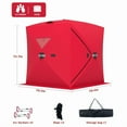 thumbnail image 3 of JoanKaren Pop Up Ice Fishing Tent,3-4 Person Insulated Mobile Ice Enclosure Shelter,Portable Hub-Style&Windproof and Warm,5.9 ft x 5.9 ft x 6.6 ft,Red, 3 of 8