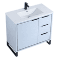 thumbnail image 3 of Fine Fixtures Opulence Collection 36 in. W x 18 in. D x 33 in. H Bathroom Vanity in Pastel Blue with White Ceramic Sink - Black hardware, 3 of 9
