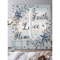 thumbnail image 3 of Vintage Farmhouse Sheer Curtains 96 Inch Length 2 Panels for Living Room, Blue Country Texas Star Vines Wooden Voile Kitchen Curtain Set, Luxury Privacy Drapes Window Treatment for Bedroom, 3 of 7