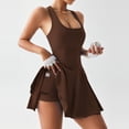 thumbnail image 2 of Womens Sleeveless 2-in-1 Athletic Tennis Golf Dress Underneath with Built-in Shorts,Brown,S, 2 of 7