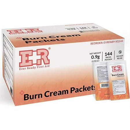 Ever Ready First Aid Antiseptic Burn Cream for Burn Pain -144 Packets