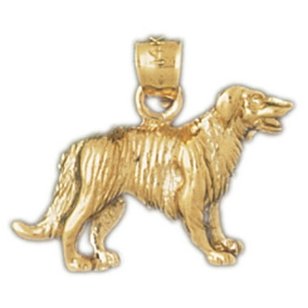 14K Yellow Gold Dog Pendant - 15 mm