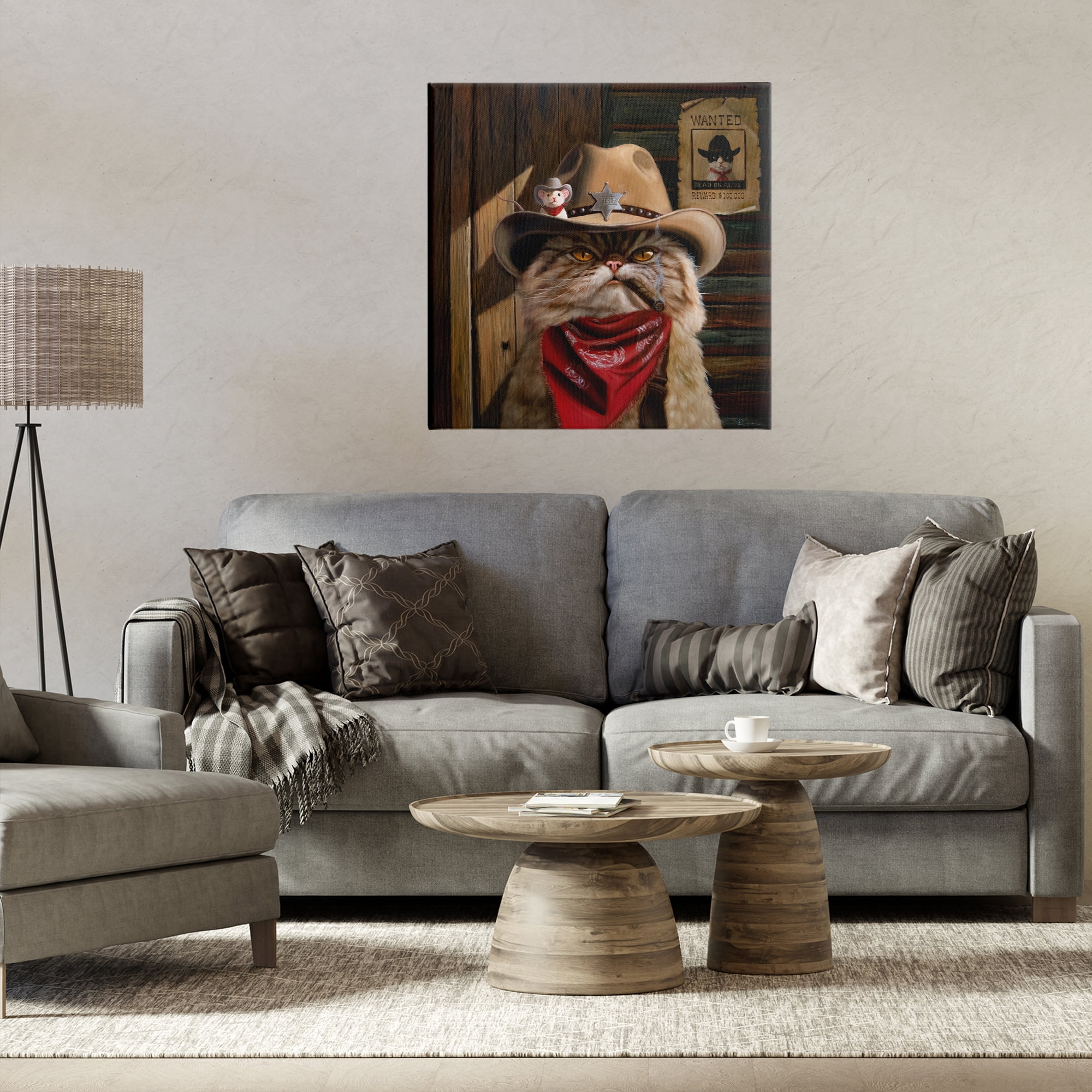 Deputy Purrkins Cat Sheriff Canvas Wall Art, design by Lucia Heffernan