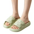 thumbnail image 5 of Unisex House Slippers, Plaid Pattern Indoor Slides, Soft EVA Open Toe Slippers, Comfort Bedroom Footwear, Non‑Slip Casual Summer Slippers for Household Daily Everyday Wear Green, 5 of 5