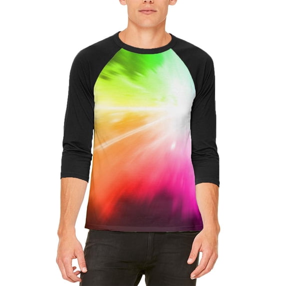 White Light Raver Rainbow Mens Raglan T Shirt