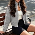 thumbnail image 5 of Sweatshirt Jacket for Women Stand Collar Full Zip Long Sleeve Casual Athletic Outerwear with Pockets for Outdoor M, 5 of 8