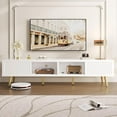 thumbnail image 1 of Mueble TV Alto Brillo Almacenaje Puertas Correderas Gestión Cables Blanco 2 Niveles Pinmoco E-BWHT, 1 of 8