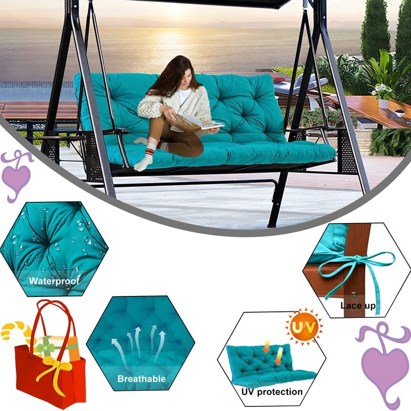 XXLYY Porch Swing Cushions, Waterproof Swing Replacement Cushions with Backrest and Ties, Garden Bench Seat Cushion, Outdoor Porch Patio Swing Non-Slip Chairs Pad
