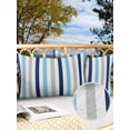 thumbnail image 3 of Outdoor Waterproof Throw Pillow Covers Set of 2 Navy Sky Blue Grey Stripes Decorative Pillowcases Lumbar Outdoor Pillows Cushion Case 20x12 Inch Lines Striped Patio Pillows for Couch Sofa Bed Garden, 3 of 9