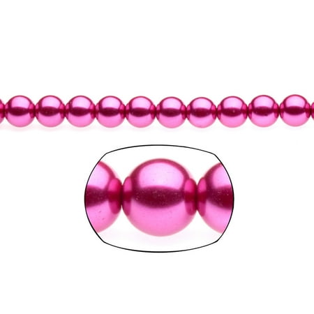 329 Glasses - 10mm Round Metallic-Tone Magenta Glass Pearls 2x16Inch Strings/pack (3-pack Value Bundle), SAVE $2