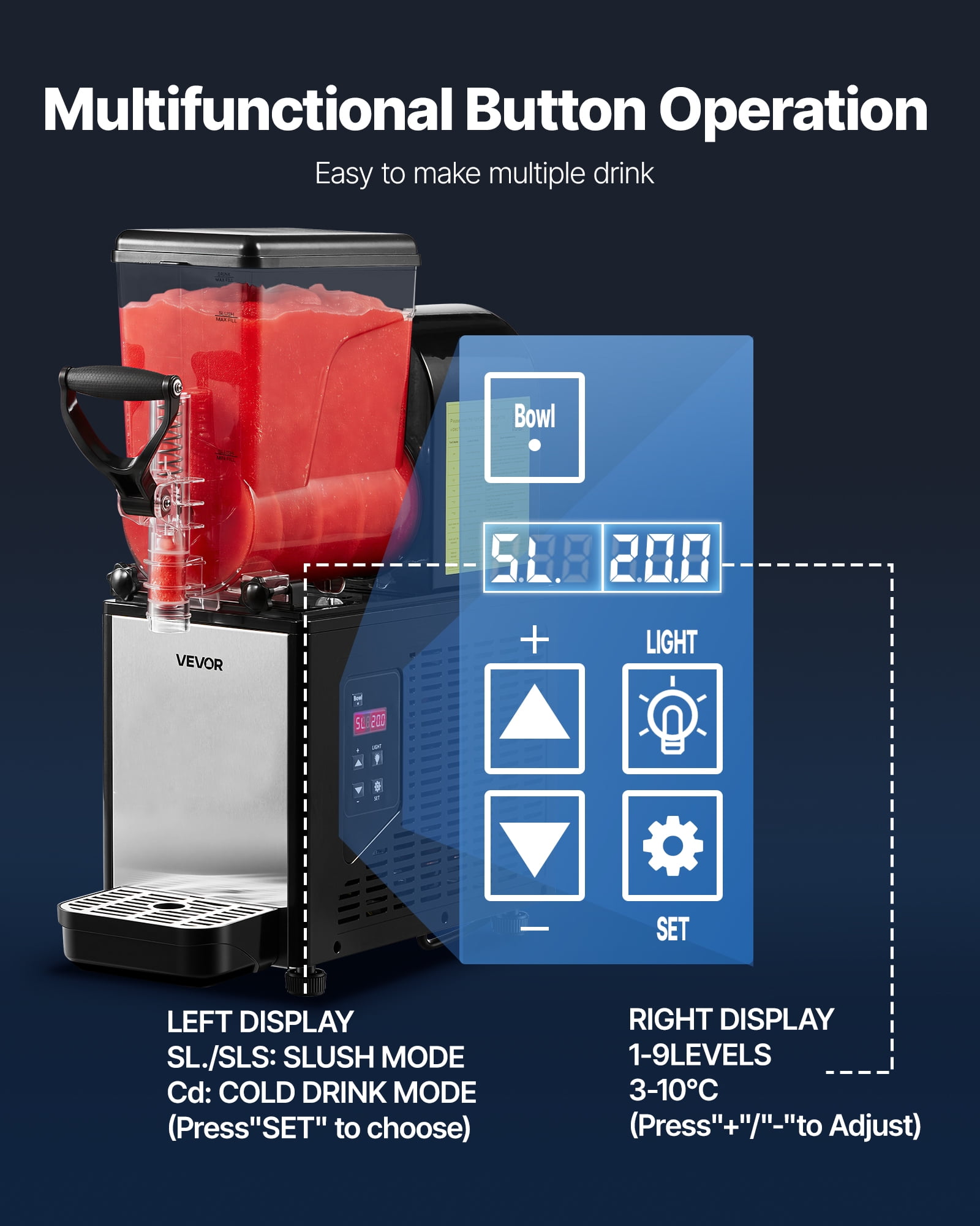 VEVOR Slushie Machine, 6L/1.6Gal Commercial Slushy Maker, Frozen Drink Maker with Self-Cleaning, Margarita Machine for Restaurants Bars Party for Slushie, Margaritas, Milkshake & More