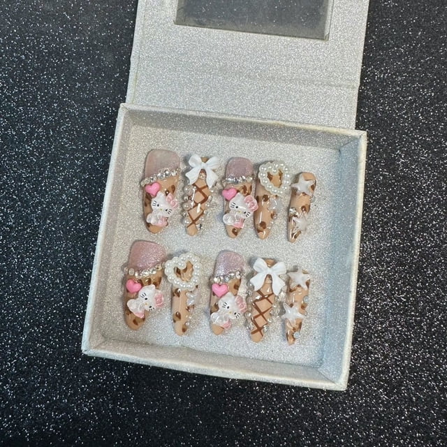 Pegatinas de uñas Sanrioed Hellokittys Y2K, pegatinas de uñas de chica caliente, subcultura, manicura de industria pesada, estilo europeo y americano, nuevas