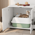 thumbnail image 3 of 3-in-1Cat Litter Box Enclosure, 55 Inch Large Cat Box Enclosure with Double Rooms, Farmhouse Wooden Cat Washroom, Hidden Litter Box Furniture for Bedroom Living Room, 3 of 8