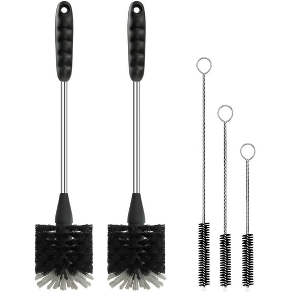 propuri Bottle Brush, Long Handle Bottle Cleaner,3-in-1 Cleaning Brush for Mugs,Straws,5Pack Black