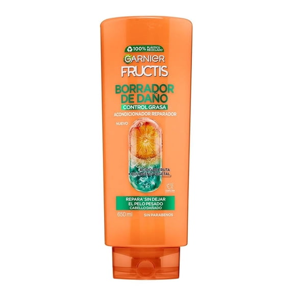 Acondicionador Garnier Fructis borrador de daño control grasa 650 ml
