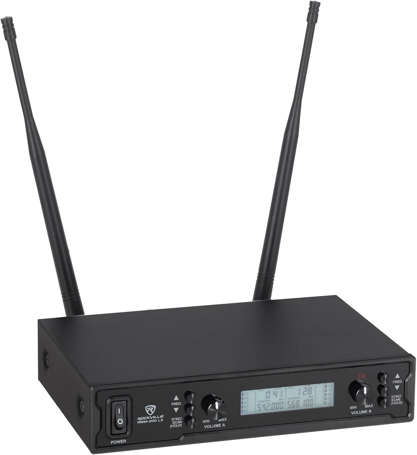 Rockville RWM-200 L2 Dual UHF Beltpack Wireless Microphone System, Lavalier & Headset Mics, 200 Channels, 3 Band EQ, Echo