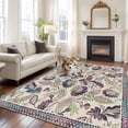 thumbnail image 2 of 5'x8' Area Rugs, Purple Teal Ethnic Indoor Outdoor Area Rug for Living Room Bedroom, Boho Modern Geometric Abstract Art Washable Bathroom Rugs Kitchen Floor Carpet Mats Home Decor Aesthetic, 2 of 8