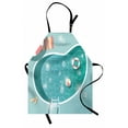 thumbnail image 1 of Pool Party Apron, Swimming Pool with Ball Flip Flops Parasol and Towel Poolside Aerial Image, Unisex Kitchen Bib with Adjustable Neck for Cooking Gardening, Adult Size, Multicolor, by Ambesonne, 1 of 4