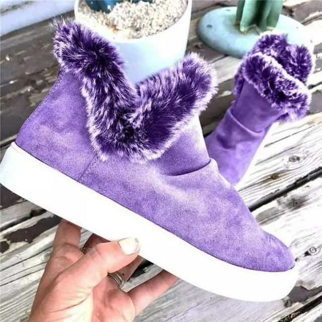 LSLJS Winter Boots for Women, Women Winter Color Keep Warm Ankle Boots Plus Velvet Boot Flat Snow Boots