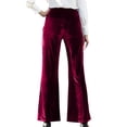 thumbnail image 2 of Gomelly Ladies Pants Wide Leg Palazzo Pant Baggy Bottoms Women Casual Cocktail Trousers Velvet Wine Red M, 2 of 3